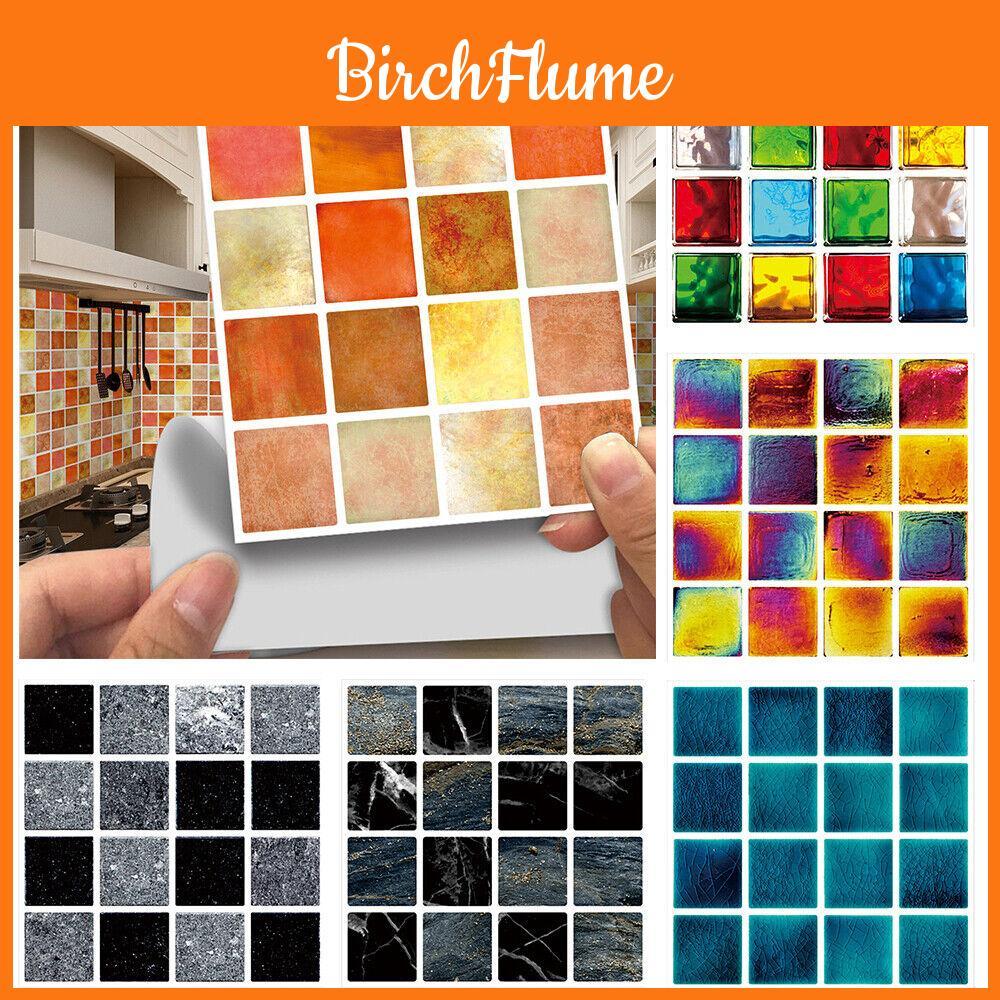 Vibrant 10pc Kitchen Tile Stickers With Mosaic Pattern Self-adhesive Wall Decor