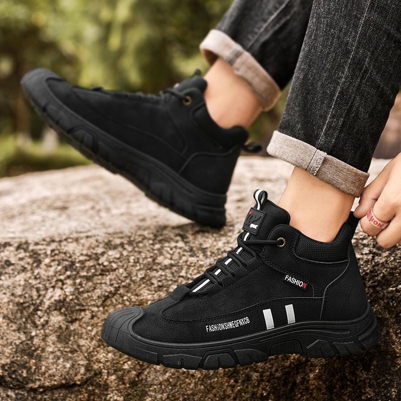 Men's Boots Autumn and Winter New Casual Boots Non-slip Soft Sole Outdoor Boots Fashion Youth Work Boots Warm Plush Cotton Boots