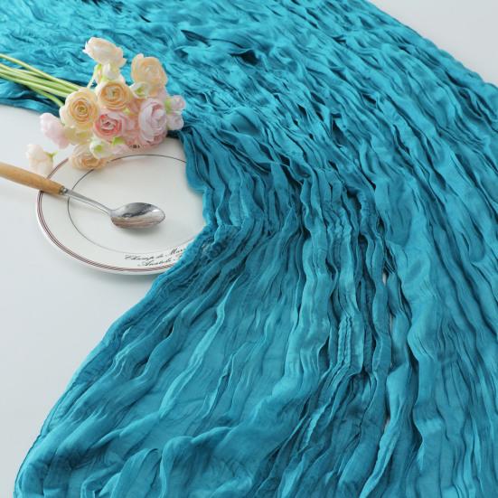 Cheesecloth Table Runner Boho Wrinkle Table Runner Retro Table Runner for Weddings Parties Bridal Shower Home Decor