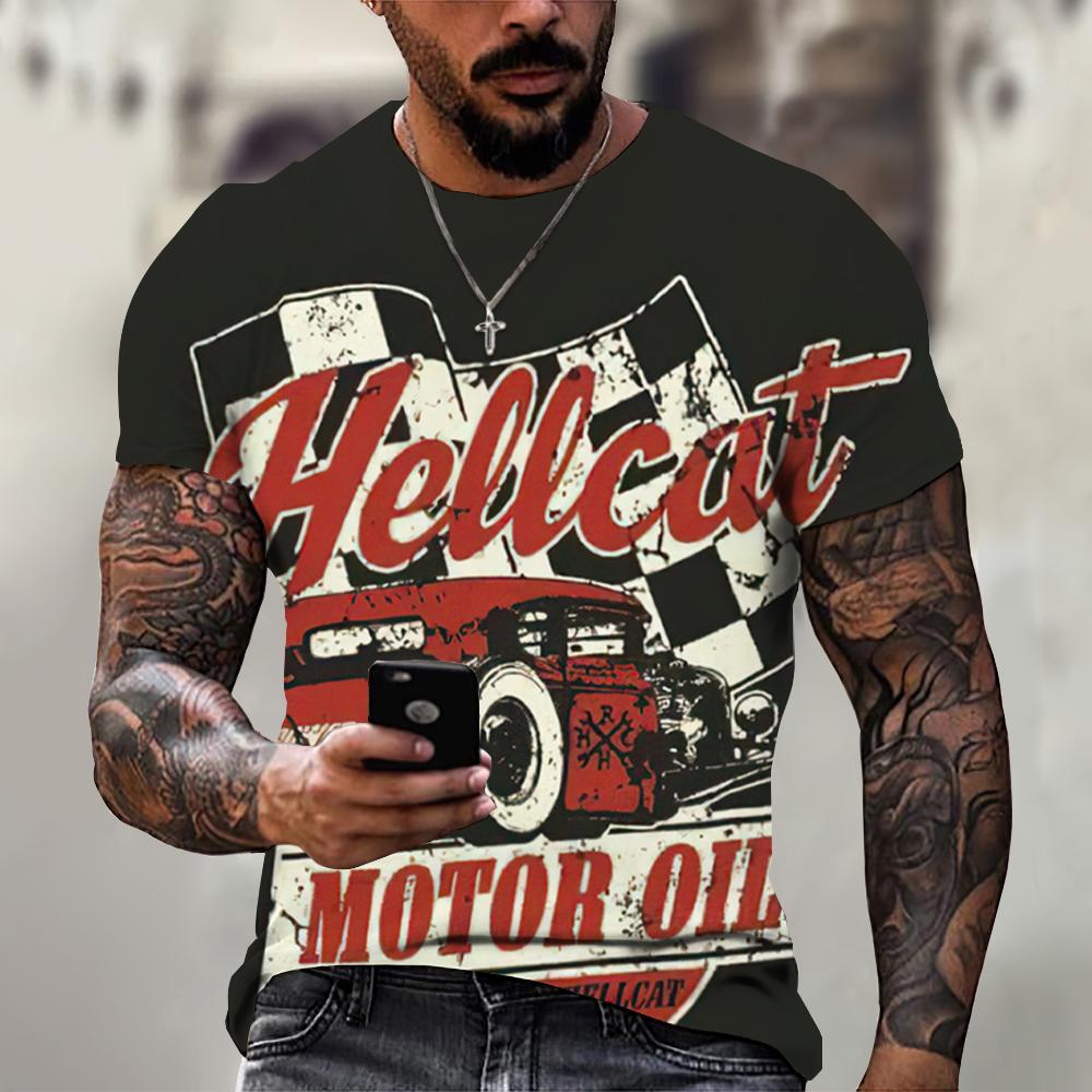 Vintage Motorcycle T Shirt For Men 3D Racing Girl Short Sleeve Tops Street Men's Biker T-shirt Oversized Tee Shirt Clothing