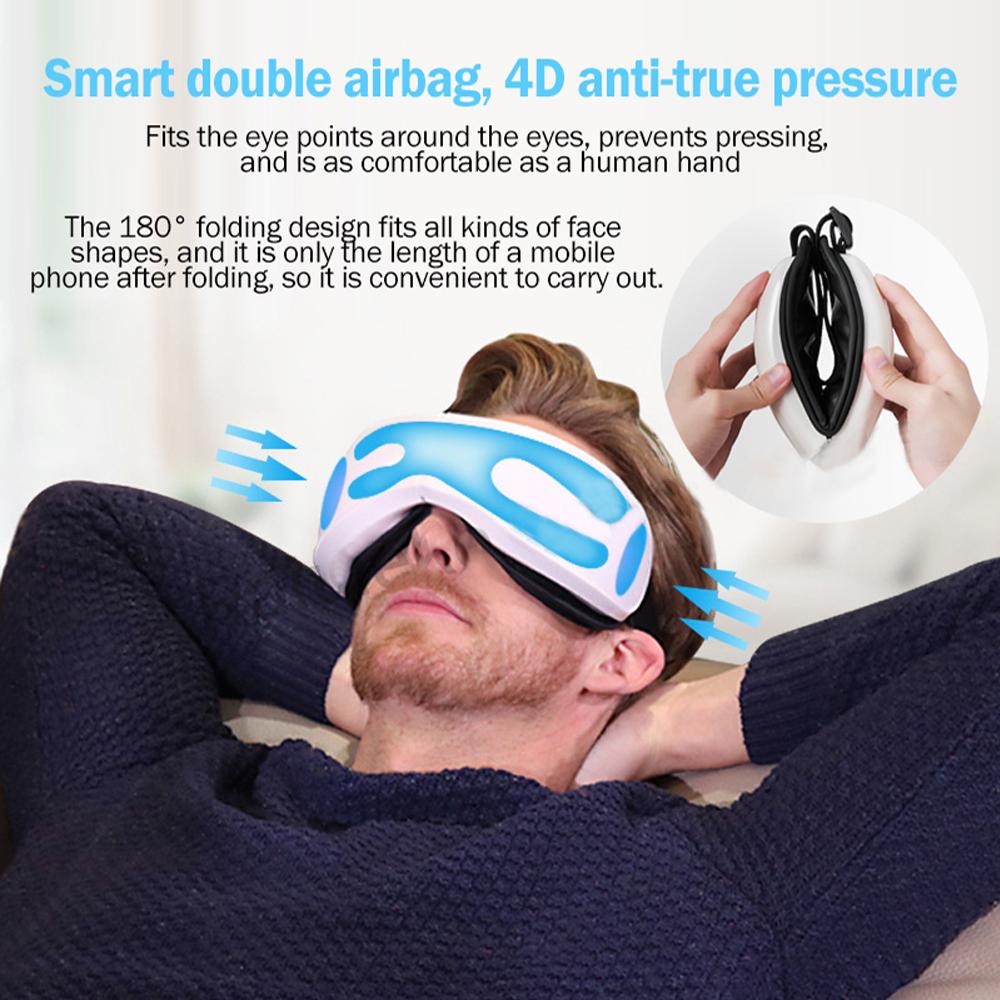 6D Intelligenter Bluetooth Musik Augenmassagegerät Vibration Airbag Kompression Augenpflegeinstrument Augenmaske Augenentspannung Müdigkeitstasche