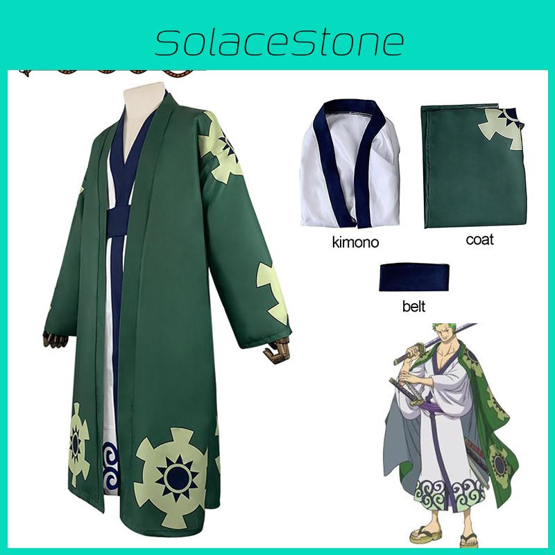 Authentisches One Piece Roronoa Zoro Cosplay Kostüm Weicher und bequemer Polyester-Komplettanzug für Rollenspiel und Cosplay