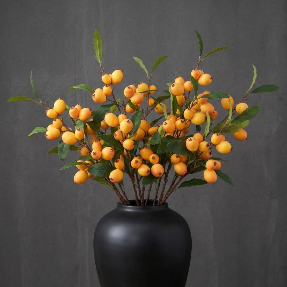 Luxury Artificial Loquat Fruit Branch Faux Loquat Fake Plants Simulation Fruit Tree  Gift