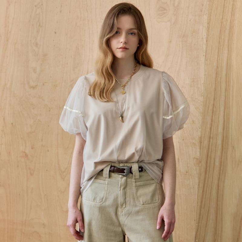 Maxza Mesh Balloon Sleeve Blouse Ze06qt019na