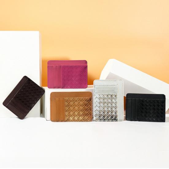 

Тканый держатель из искусственной кожи, женский кошелек, мужской держатель для карт, чехол для хранения монет