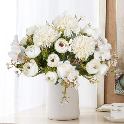 Artificial Flowers Tea Rose Buds Brial Bouquet Diy Gift Vase Home Room Decor Valentine's Day Garland Wedding Silk Hydrangea Fake