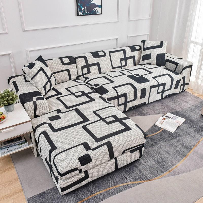 Geometric Sofa Covers For Living Roomastic Corner Couch Cover Sectional Corner L Shaped Chaise Longue Slipcover Funda De Sofá