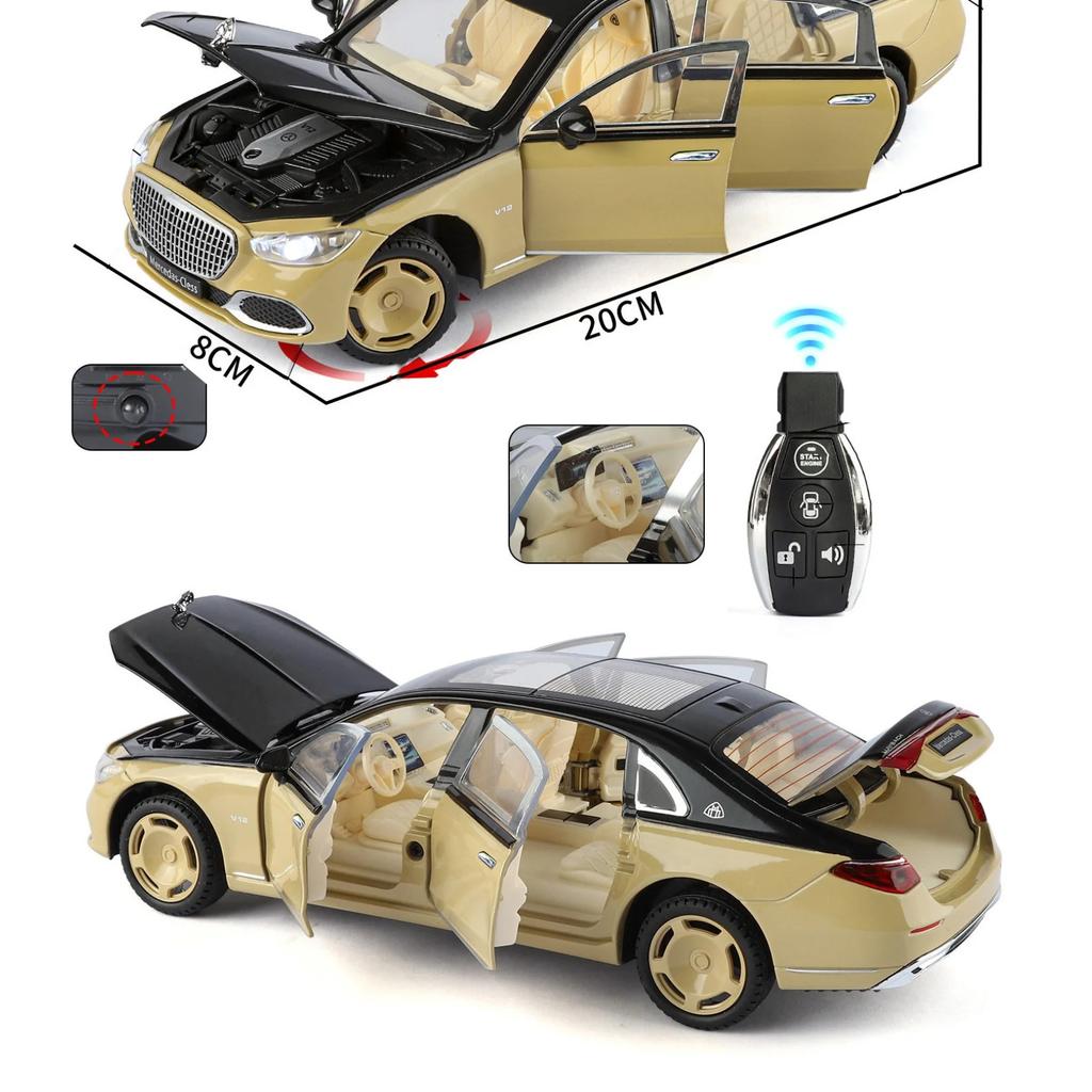 1/24 Maybach S680 Key Control Alloy Model Car Toy Diecasts Metal Casting Sound and Light Pull Back Car Toys for Children Vehicle