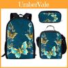 Nylon 3D Schmetterling Studentenrucksack Federmäppchen Set Für den Täglichen Gebrauch