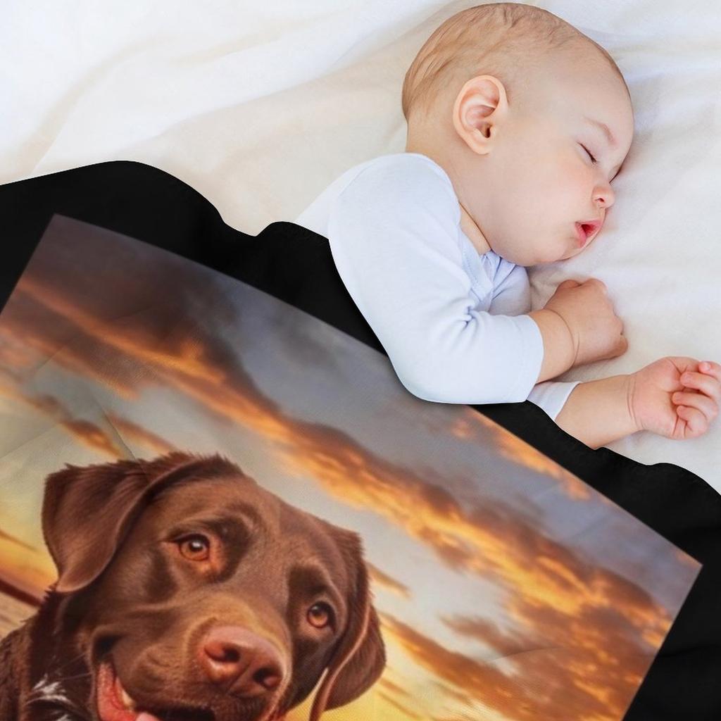 Chocolate Lab Throw Blanket Warm Comfortable Blanket Gift for Parents Friends