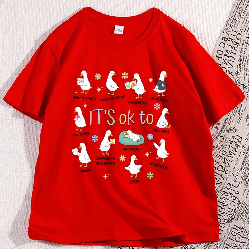 Its Ok To Be Different Autism Goose Tshirt Comfort Special Education Teacher Tee Comfortable Round Neck Short Sleeve Tshirt