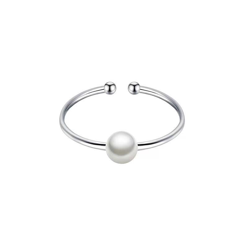 925 Sterling Silver Pearl Open Ring - Women's Luxury Index Finger Band