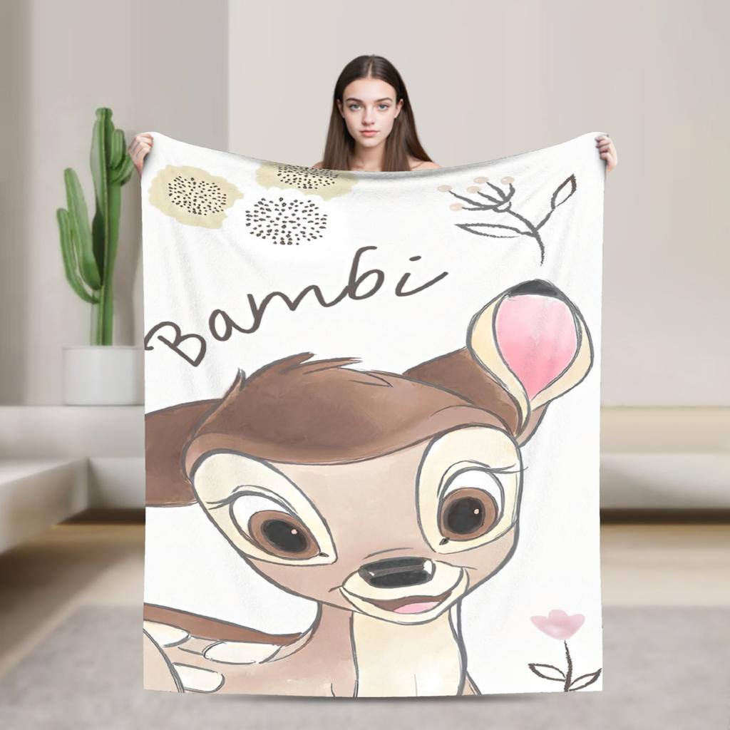 Cartoon Deer  Bambi Blankets  Fleece Funny Breathable Throw Blankets for Bed Sofa  Winter