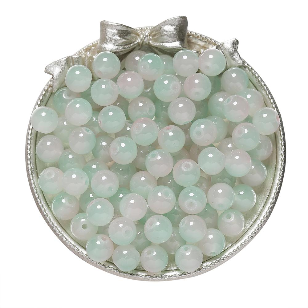 50pcs 8/10mm Double Color Jelly Result Round Glass Beads Loose Spacer Beads Pattern for Jewelry Making DIY Bracelet Necklace