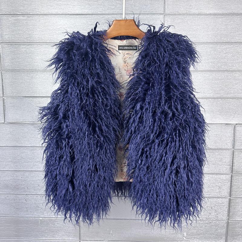 Autumn Winter Eco-Friendly Fur Women's Vest Artificial Fur Lamb Wool Warm Sleeveless Coat Clothing