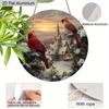2D Flat Aluminium Cardinal Christmas Sign - Warm Winter Figurine Ornaments - Ideal for Front Door, Wall, Porch, Window Decor - Ideal Christmas Gift