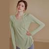 Top de entrenamiento con capucha de manga larga ajustado para mujer Otoño Primavera Cintura Alta Holgado Camisa de Fitness para Correr Yoga Gimnasio
