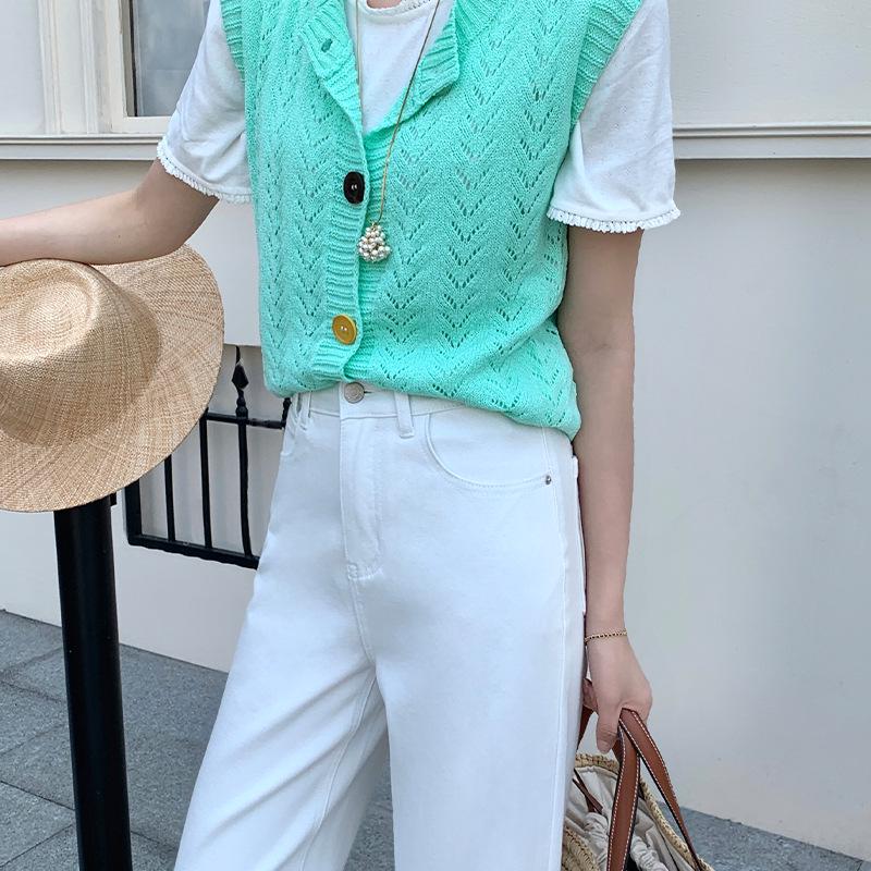 White High-Waisted Wide-Leg Cropped Pants - Korean Style Slimming and Breathable for Casual and Commute Wear