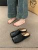 Fashion 2025 Summer New Low Heels Mules Shoes for Women Square Toe Slippers Women Chunky Heel Cover Toe Slippers Shoes Zapatos De Mujer