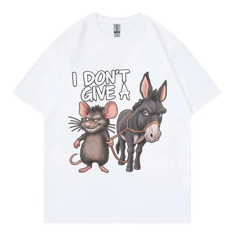 I Don't Give A Rats Ass Sarcasm Funny Women's T-shirt High Street Trend Fashion Short Sleeve T Shirt Unisex Casual Loose T-shirts