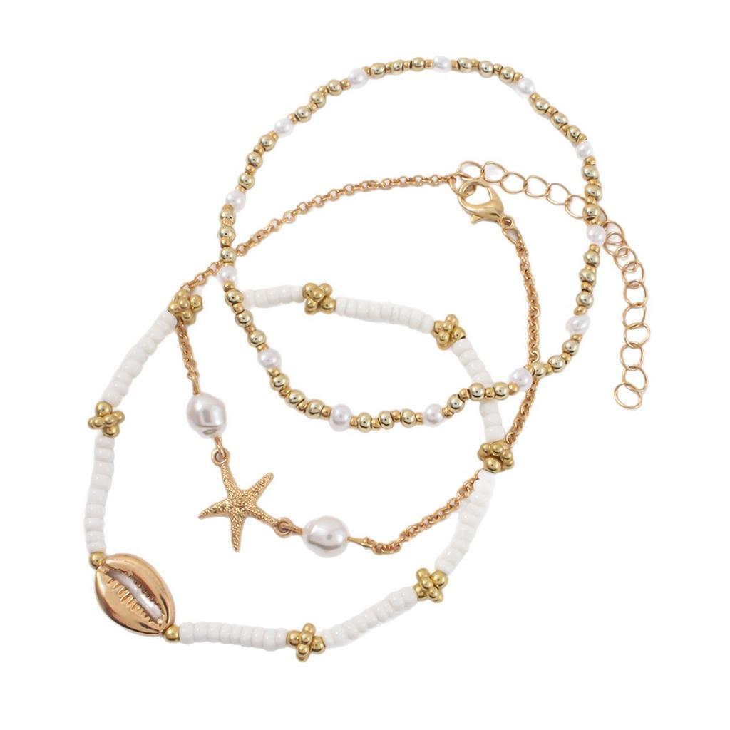Bohemian style starfish shell shape bracelet set summer beach rice beads jewelry women's bracelet