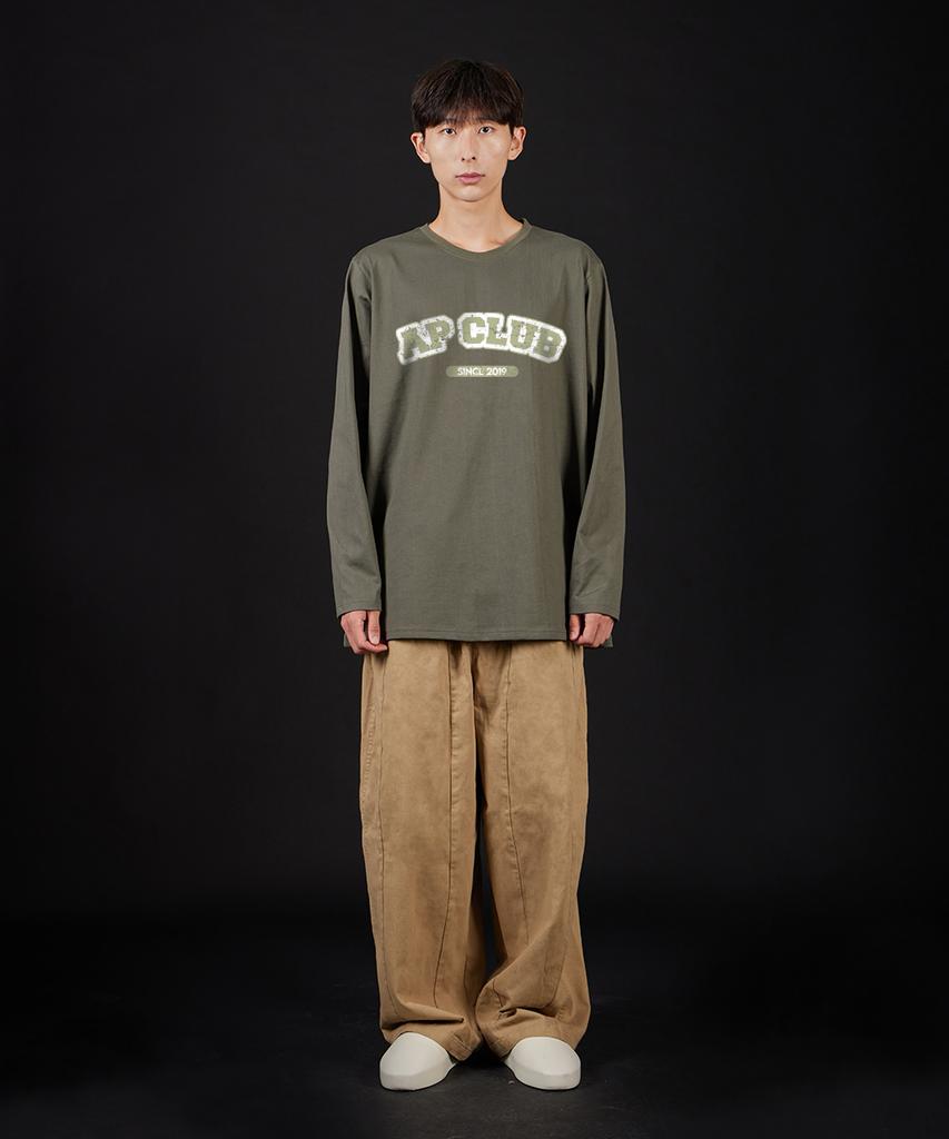 ASTRAL PROJECTION Ap Club Oversized Long Sleeve T-Shirt_Khaki