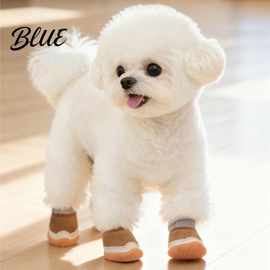 Durable Pet Footwear for Snowy Roads 4Pcs Dog Snow Boots Fleece Lined Winter Booties Anti-Skid Warm Indoor Shoes Small Dogs Paw Protectors