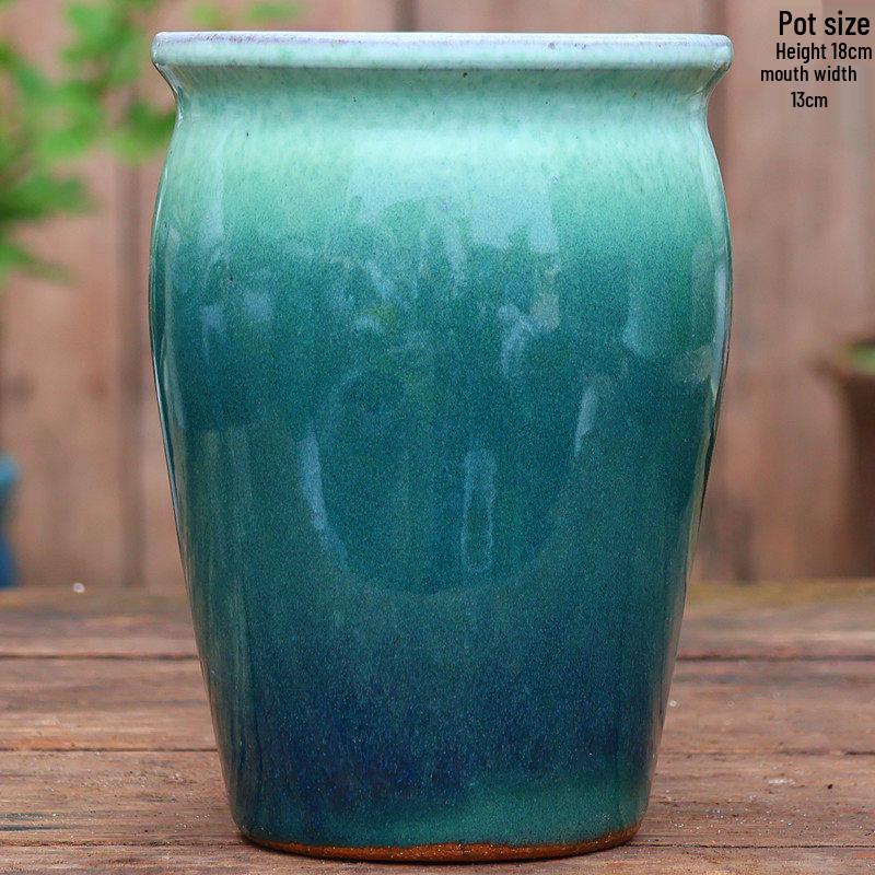 Yixing Ceramic Tall Flower Pot - Nine-Tailed Fox Design Medium - Coarse Pottery
