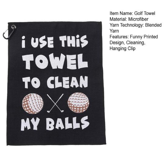 Golf Towel Microfiber Printed Funny Golf Ball Cleaning Towel with Clip for Golf