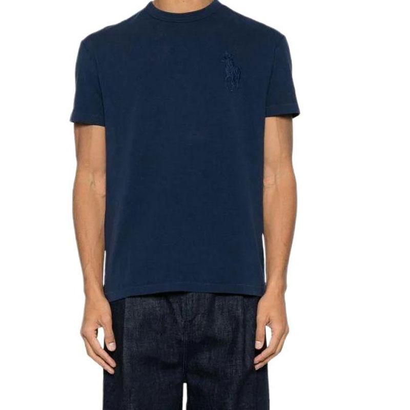 Polo Ralph Lauren FW24 Brand Logo Crew Neck Short Sleeve T-Shirt Men T-Shirts Navy-Blue 710936509-004