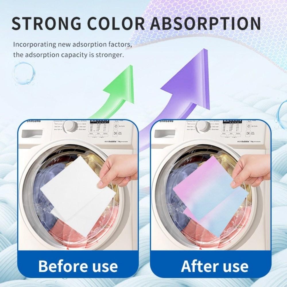 50PCS White Laundry Tablets Color Keeping Anti-String Anti-Staining Sheets Clear Odor Mixing Wash Color Absorbing Film