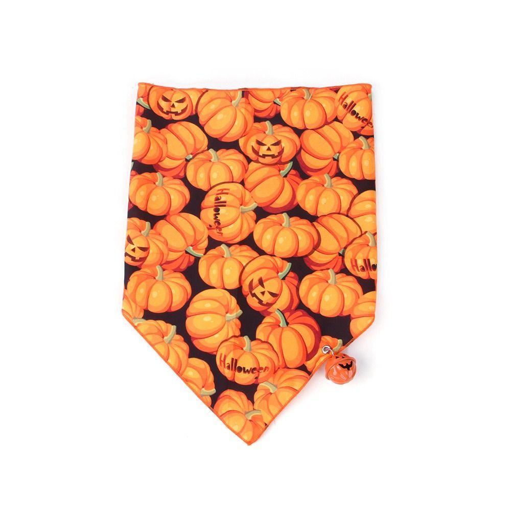 With Bell Halloween Dog Triangle Towel Breathable Pumpkin Dog Bandana  Christmas
