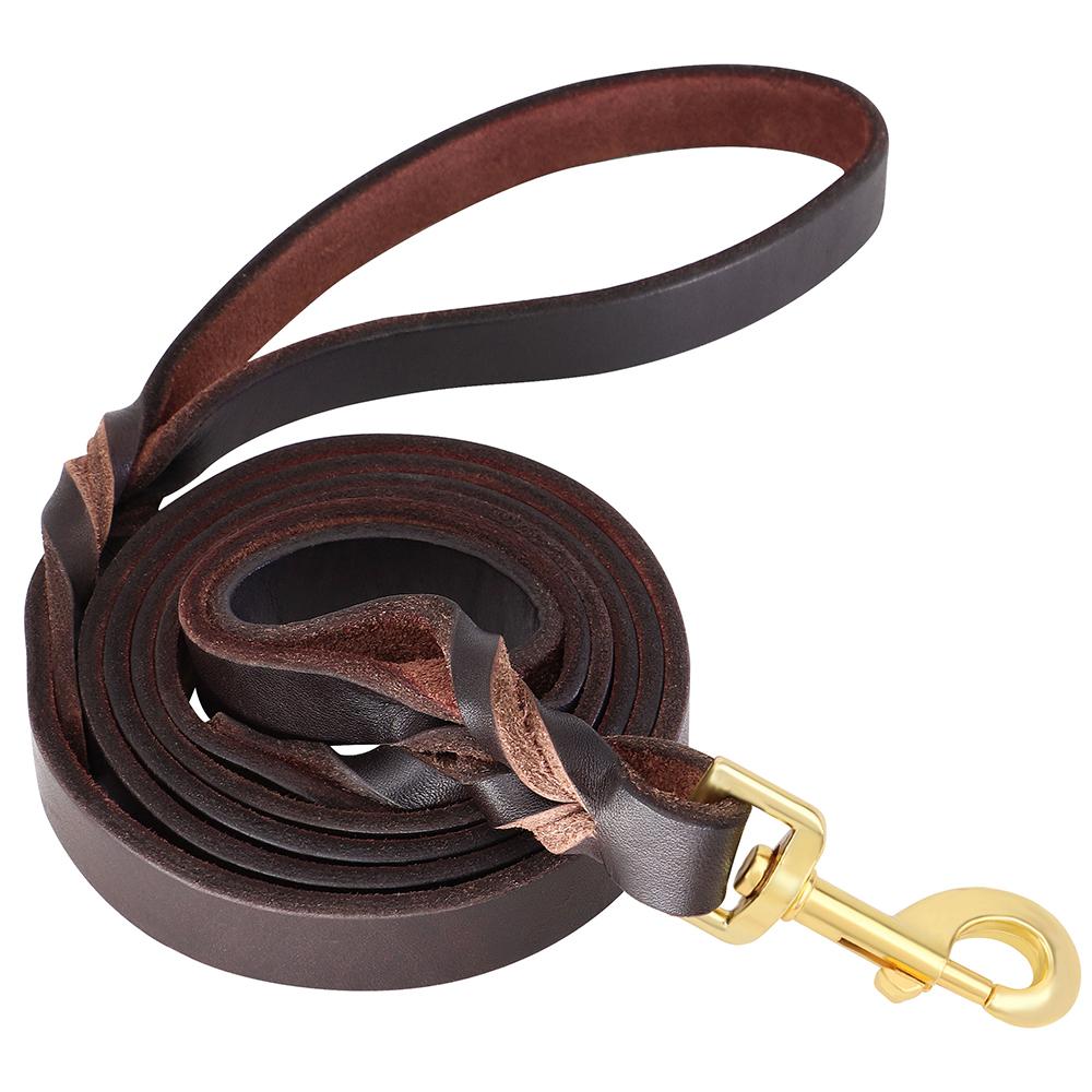 180cm Genuine Leather Dog Leash Durable Leather Braided Dog Long Leash For Pet Training Prevent Bite for Medium Large Dogs