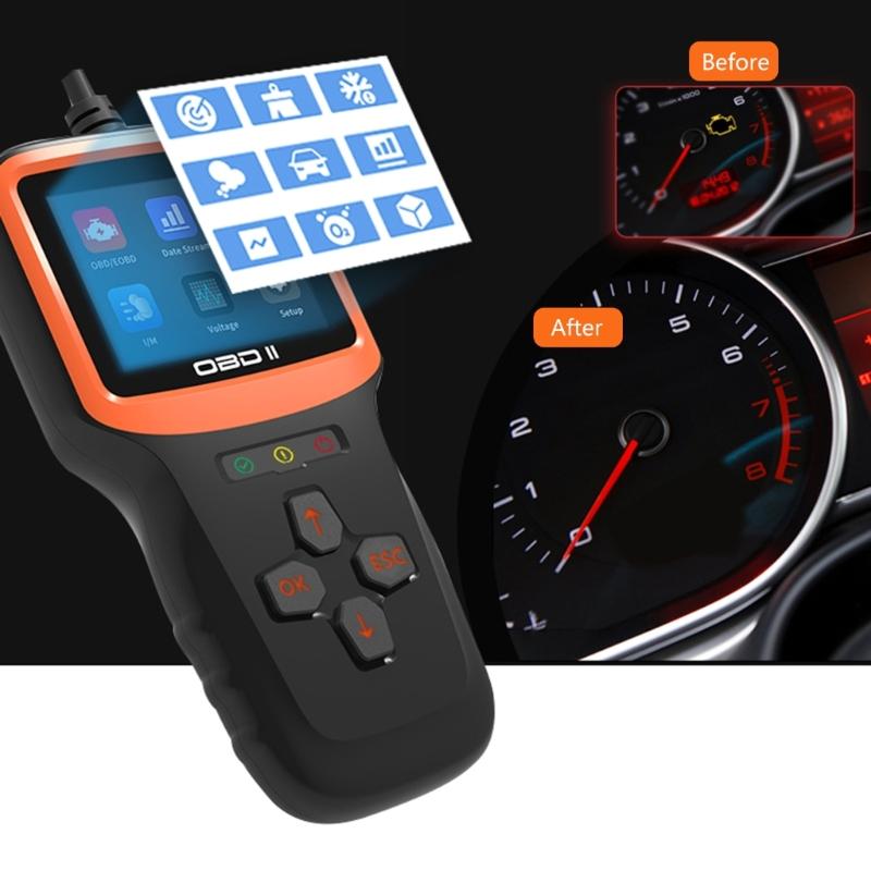 OBDII EOBD Diagnostic Tool Real Time Engine Fault Diagnosis Code Reader with I/M Readiness OBD2 Scanner Fault Detector