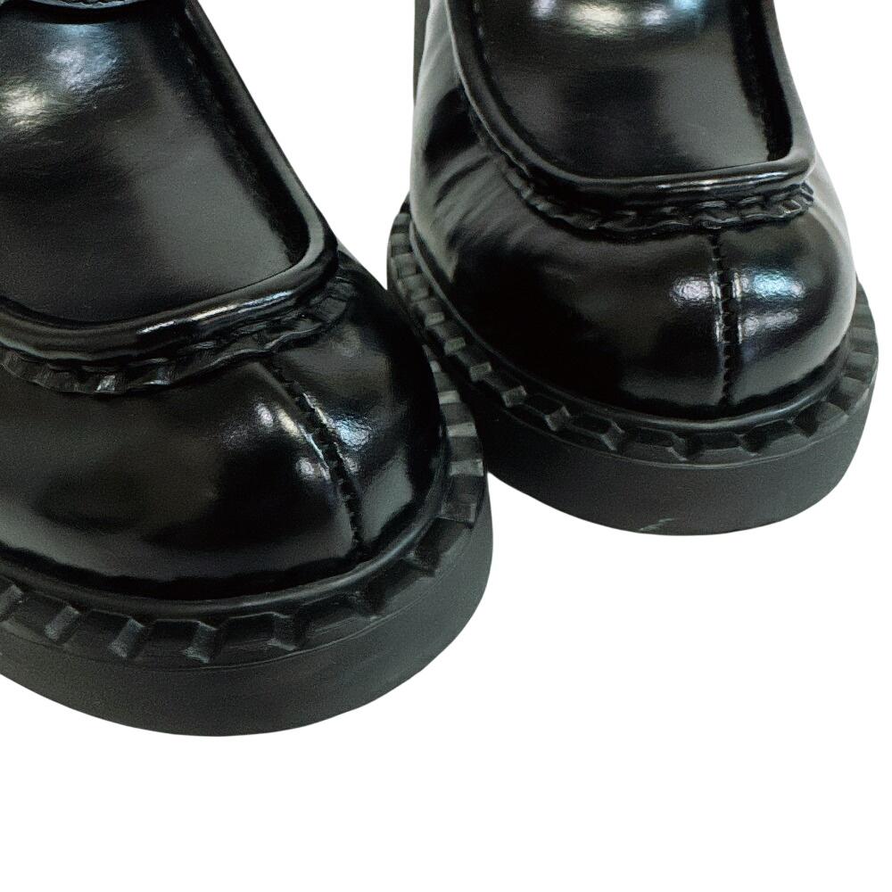 Prada Loafersy na wysokim obcasie Trójkątne Z logo skórzane loafersy czarna skóra Używane