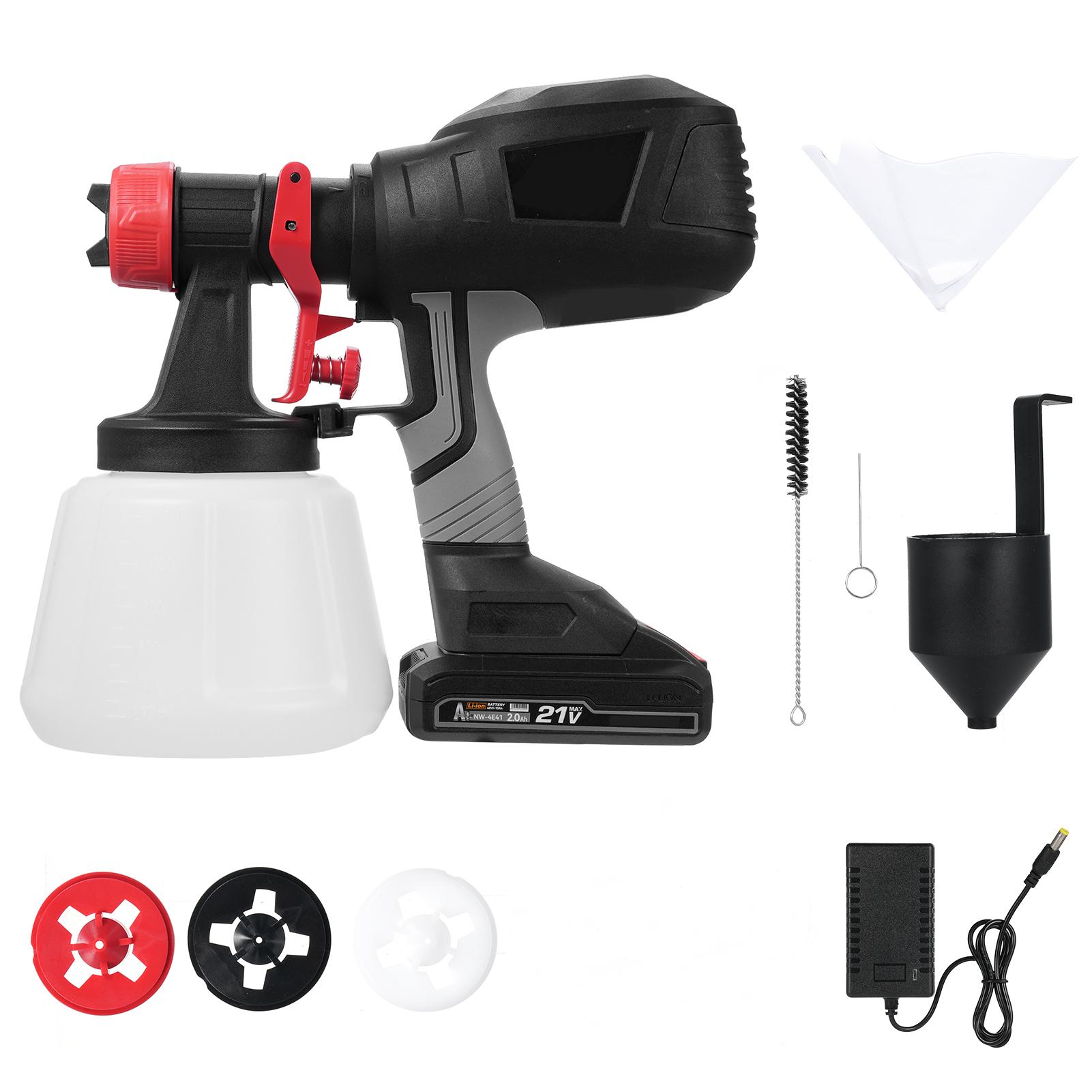 

Электрический краскораспылитель с аккумуляторами 21 В 2,0 Ач. Машина для распыления с 4 соплами и 3 схемами распыления. US Plug & 1 Battery