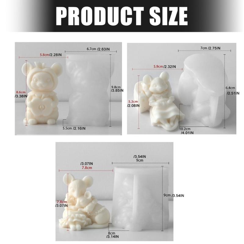 Food Safe Mouse candlewax Forms Set Of 3 For DIY Creations Soap Making And Home Decorating