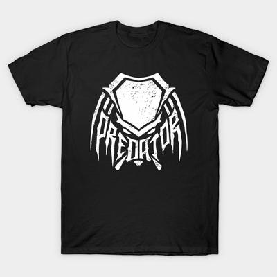 Asian Size Men Black Print T-shirt Predator No-Cut Heat Transfer Print Cotton Tshirt