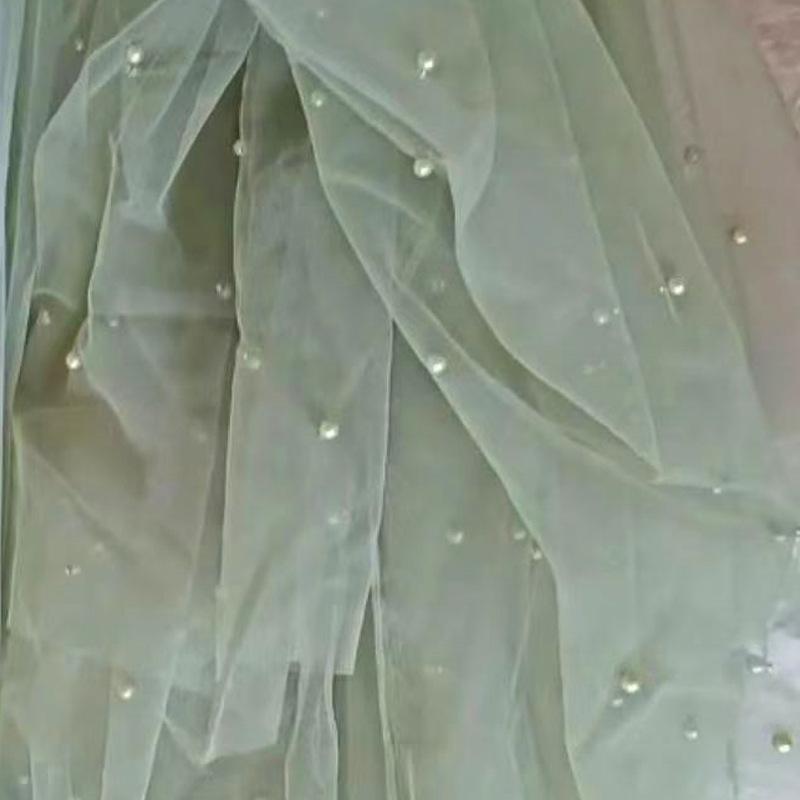 3D Pearl Beaded Mesh Wedding Dress Table Runner