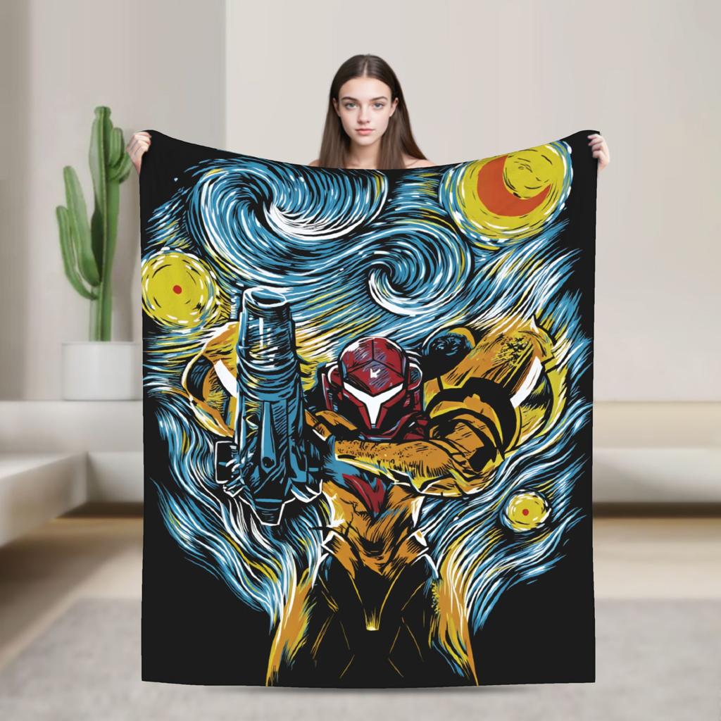 Metroids Hero Game Blankets Flannel Vintage Breathable Throw Blanket for Bed Sofa Winter