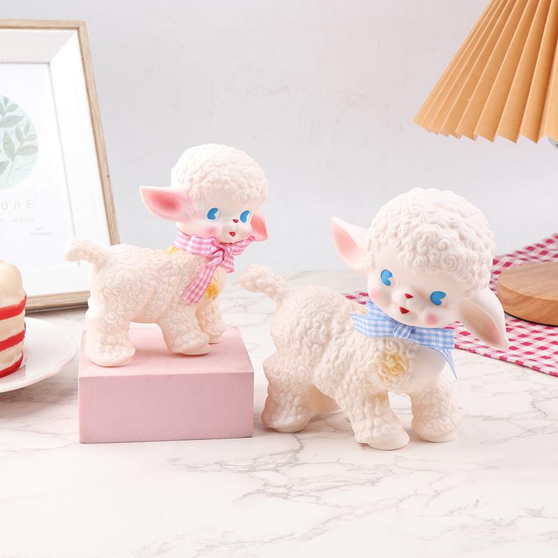 Retro Classic Plastic Sheep Doll Cute Sweetheart Voice Animal Gift Model Lamb Desk Room Home Decor