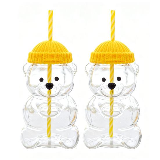 Bjørn Drikkekopp Søt Kaffekopp 20oz Morsomme Glasskopper for Kaffe Melk Te Juice Varmebestandig Glass for Selskaper Hjemmekontor