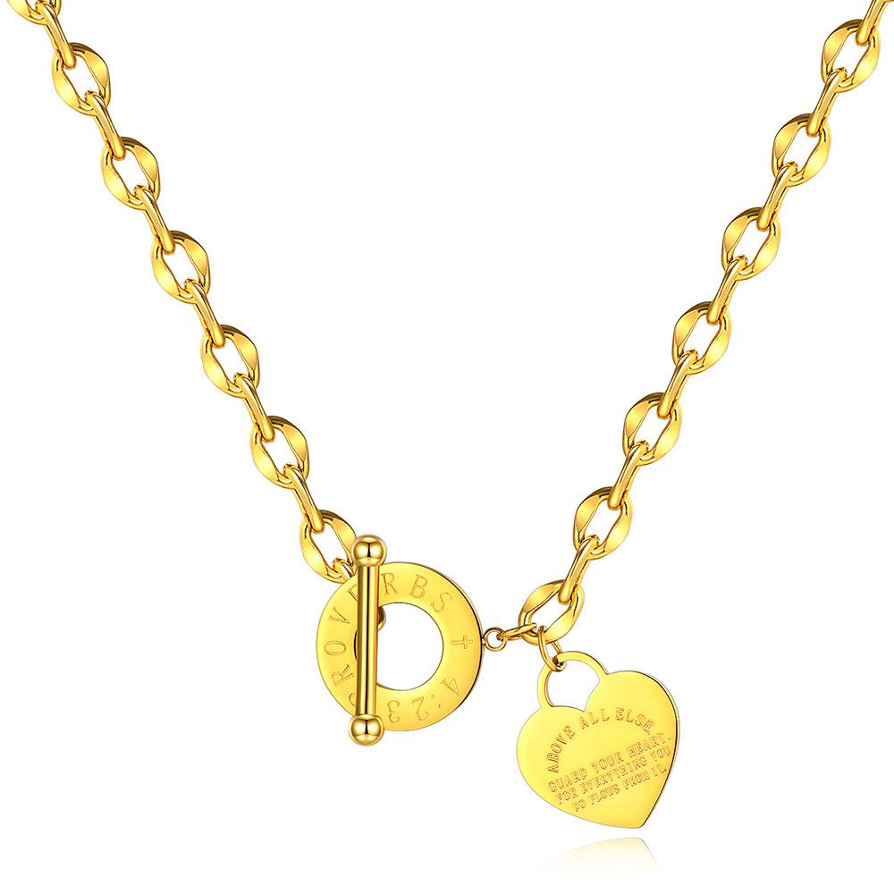 Roman Numerals English Alphabet Necklace Women Creative Stainless Steel Rose Gold Plated Jewelry 20inches золотой