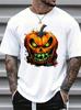 2026 Summer Men'S Funny Evil Pumpkin Face Print 100% Cotton Short-Sleeve T-Shirt, Street Style, Versatile Top