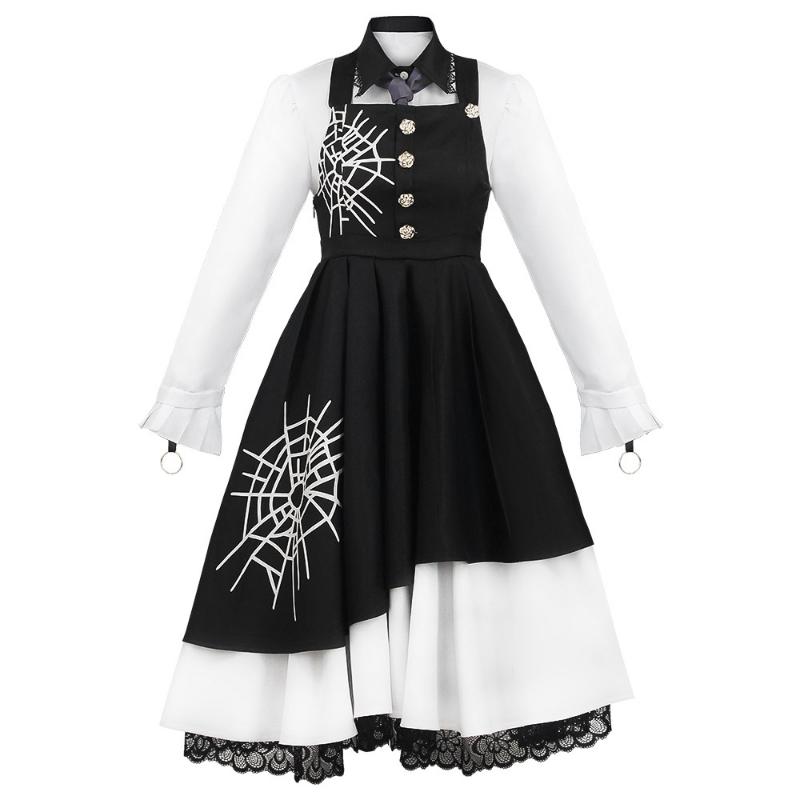 Anime Danganronpa V3 Killing Harmony Tojo Kirumi Cosplay Costume Wig Set Black Gothic Lolita Maid Dress Halloween Party Outfit