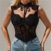 Europäischer und amerikanischer Stil Spitze Nähte Fischgrätenweste Heißer Stil Bluse Taille Fischgräten Oberbekleidung Sling Wickelbrust Weste