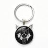 Witch Pentagram Black Cat Ear Gothic Keychain with Time Gem