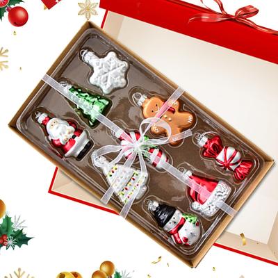 Christmas Glass Snowman Santa Christmas Tree Ornament 9 Pieces Winter Holiday Display For Living Room Balcony Bedroom Wallglass