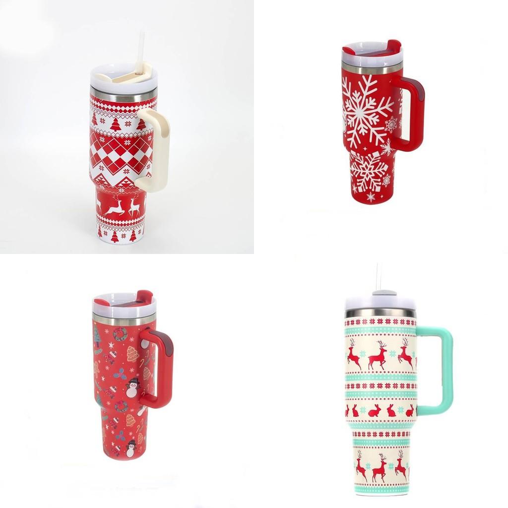 Premium 40oz Auto-Becher mit Henkel mit innovativem 5D-Weihnachtsdesign, langlebiger 304 Edelstahl, isolierter Getränkehalter