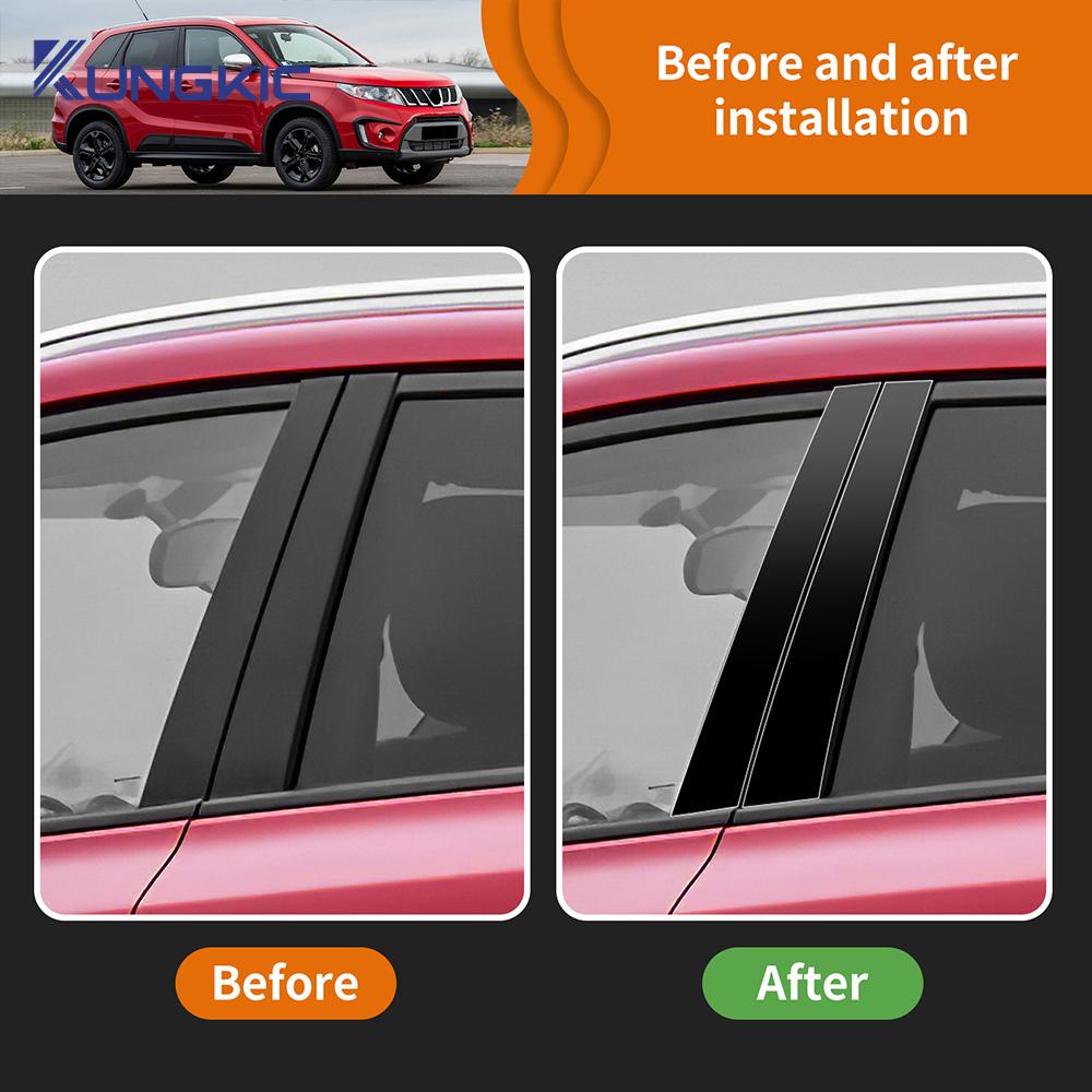 Car Window B C Pillar Stickers for Suzuki Vitara MK4 2015 2016 2017 2018 2019-2025 Door Column Post Trim Cover Glossy Black PC